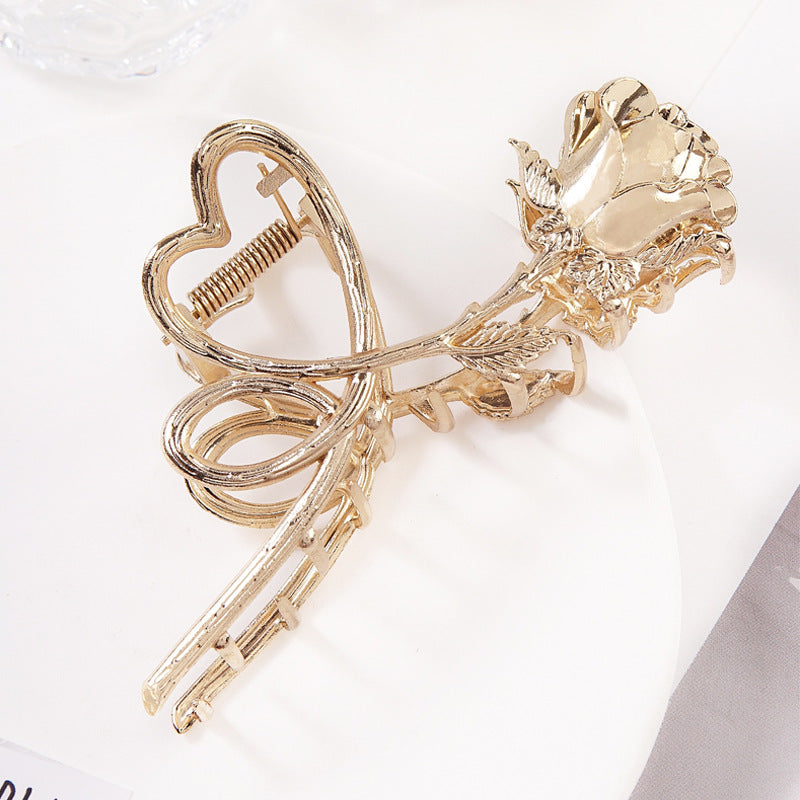 Retro Vintage Zinc Alloy Rose Hair Claw Clip Ornament