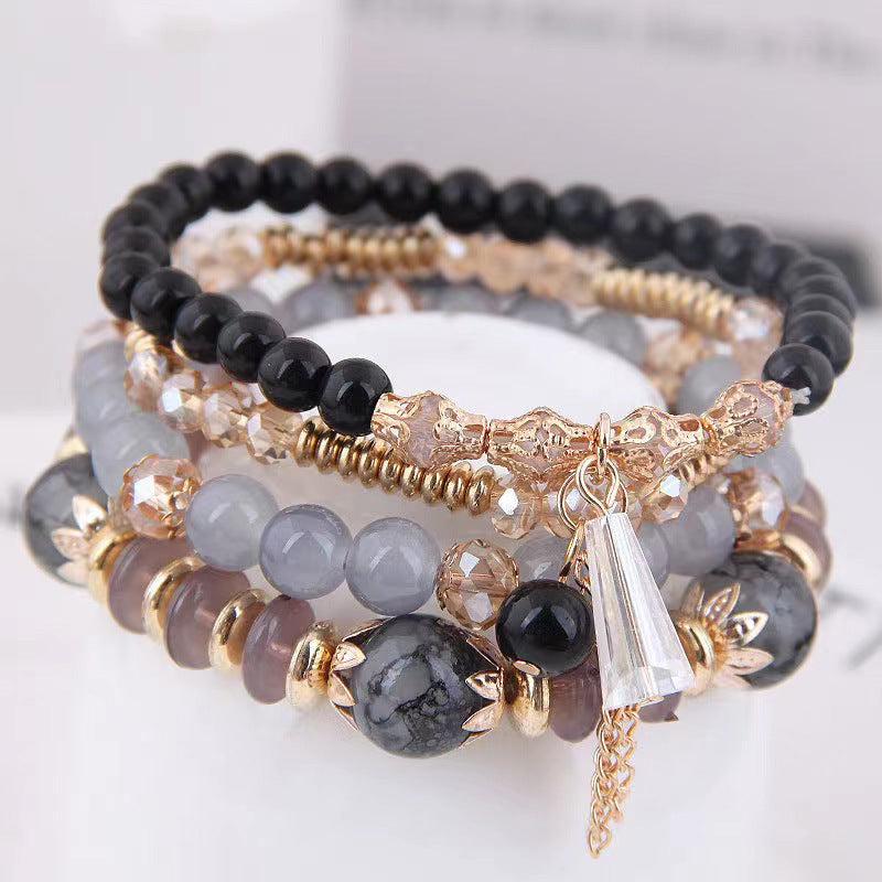 Bohemian Multi-Layer Beaded Tassel Bracelet for Women