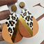 Ethnic Style Geometric Water Droplets Leopard Wood Stoving Varnish Women'S Drop Earrings 1 Pair