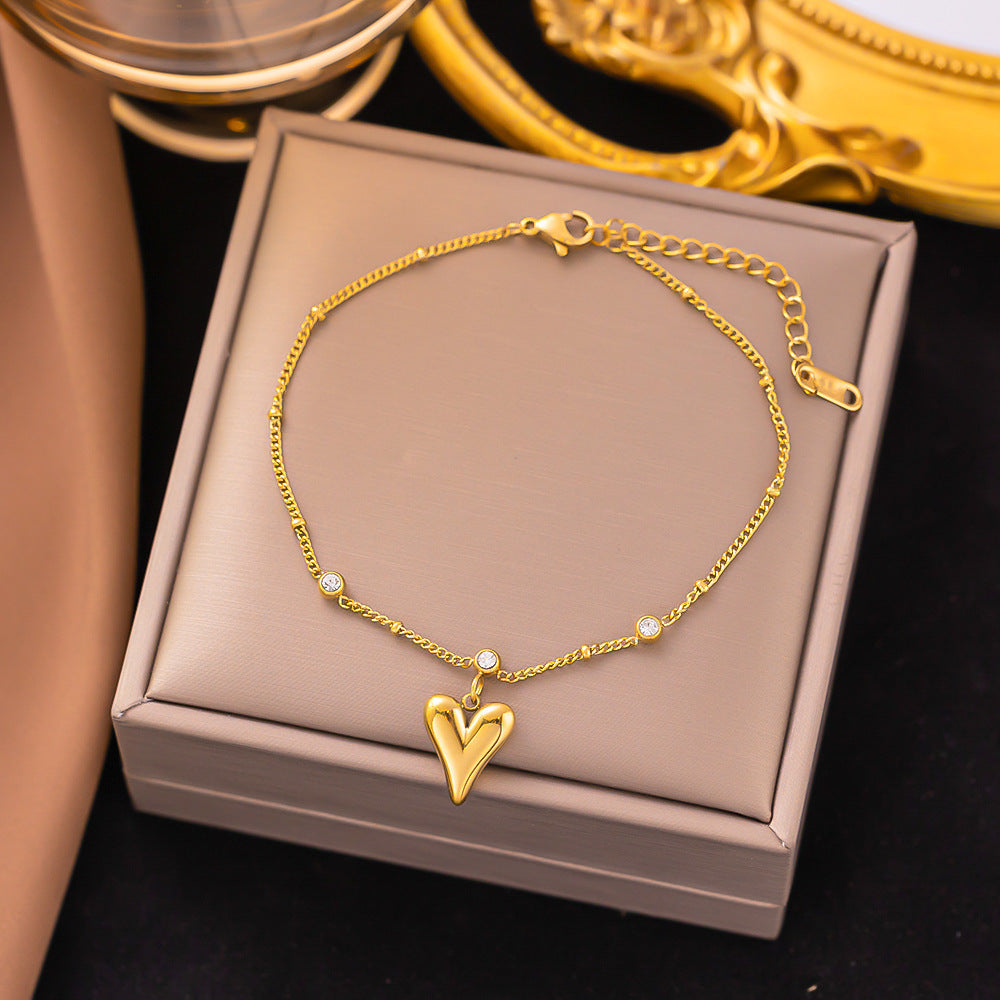 Casual Minimalist 18K Gold Plated Stainless Steel Women's Anklet