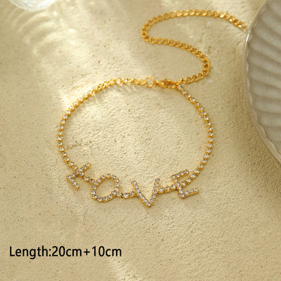 Hawaiian Vacation Love Letter Copper Rhinestone Anklet for Women