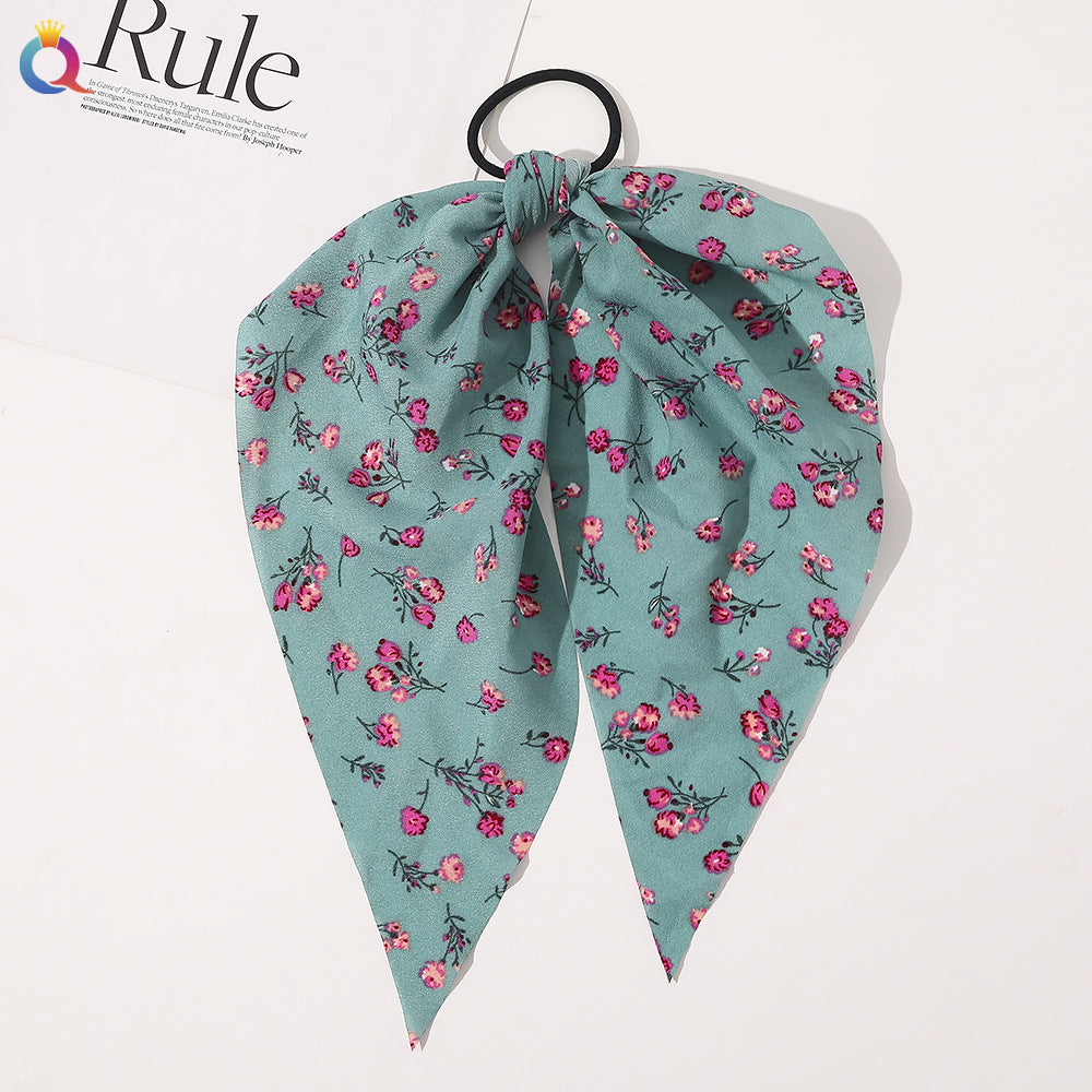 Floral Print Triangle Scarf Hair Scrunchie