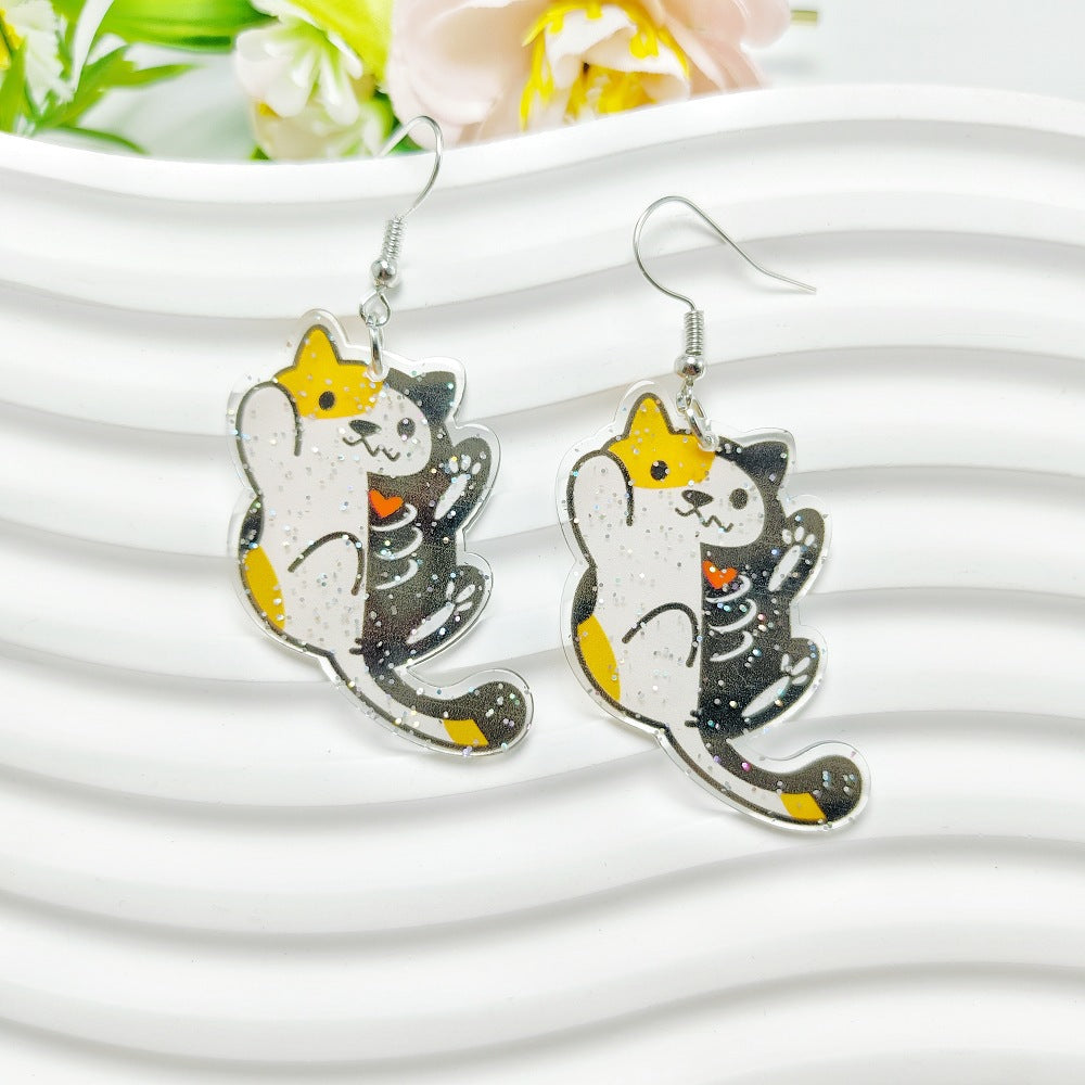 1 Pair Casual Simple Style Acrylic Cat and Animal Drop Earrings