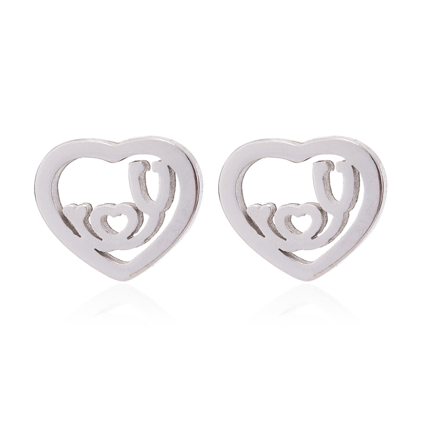 Stainless Steel Geometric Rose & Animal Stud Earrings Set