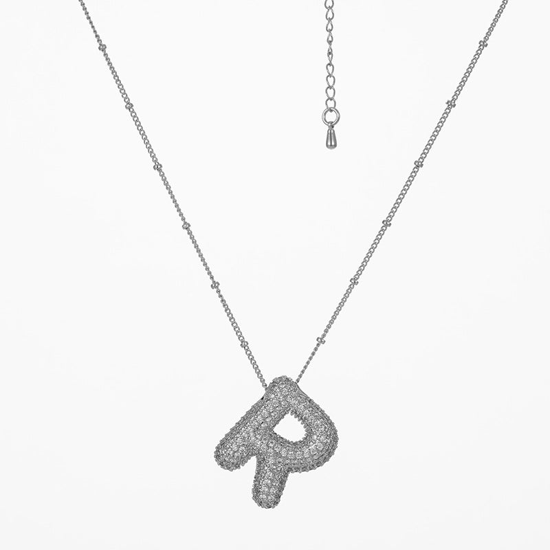 IG Style Minimalist Letter Zircon Pendant Necklace - Gold & Silver Plated