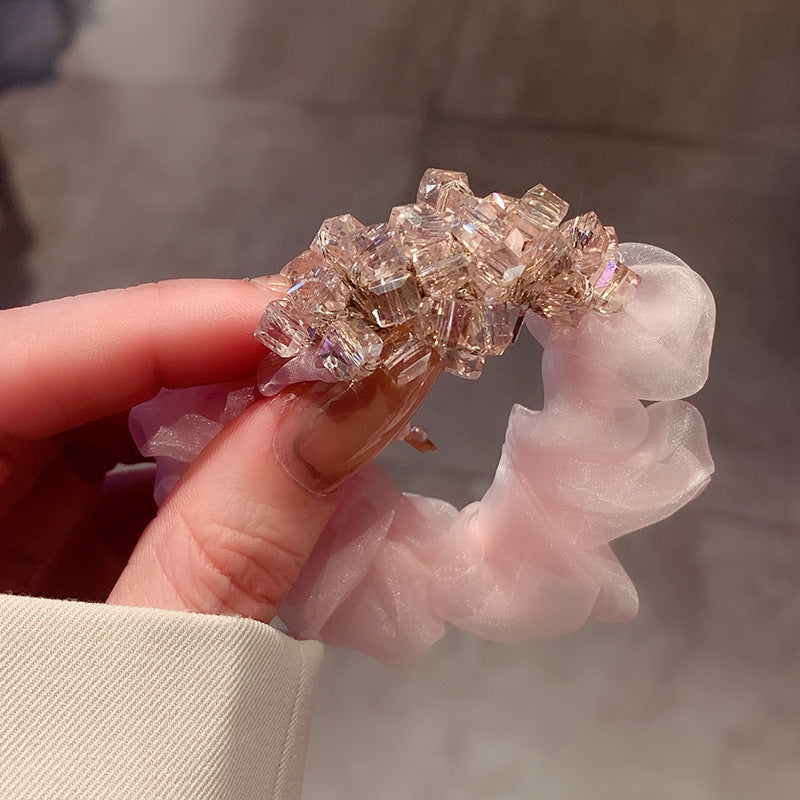 Elegant Organza Hair Tie with Crystal Accents