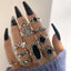 Women's Geometric Alloy Plated Gemstone Vintage Feather Cross Ring Set