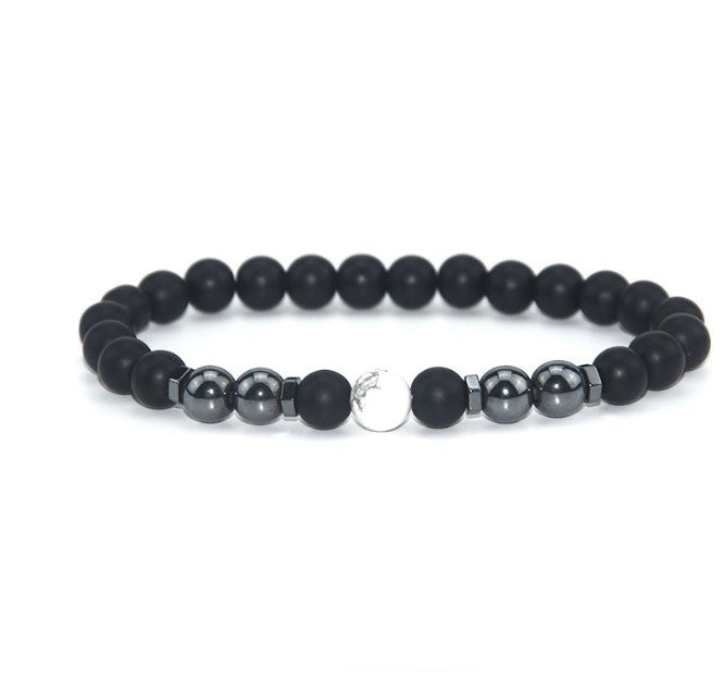 Retro Matte Black Magnetic Stone Beaded Anklet