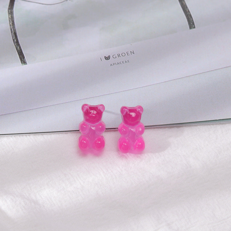 1 Pair Cartoon Style Bear Plastic Resin Women's Rings Earrings