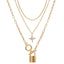 Alloy Heart Lock Multi-Layer Pendant Necklace - Minimalist Retro Design