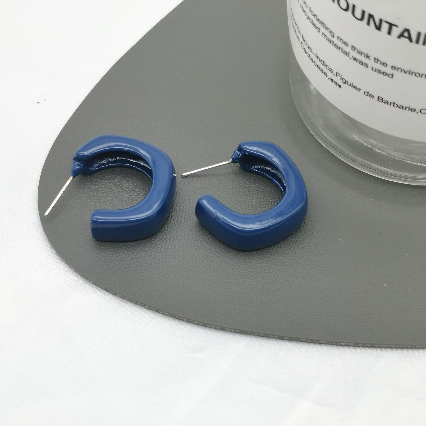 Klein Blue C Shape Alloy Stud Earrings - Niche Simple Design Korean Style for Women