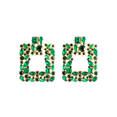 Luxurious Vintage Square Gemstone Rhinestone Alloy Earrings