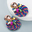 Retro Big Water Drop Colored Glass Elastic Rope Braided Earrings