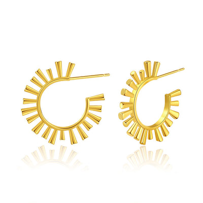 1 Pair Minimalist Sunflower Design 18k Gold Plated Copper Earrings