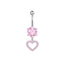 Shiny Heart & Butterfly Bow Zircon Inlaid Navel Rings - Stainless Steel & Copper