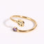 Simple Constellation Symbol Gold Plated Zircon Open Ring Set