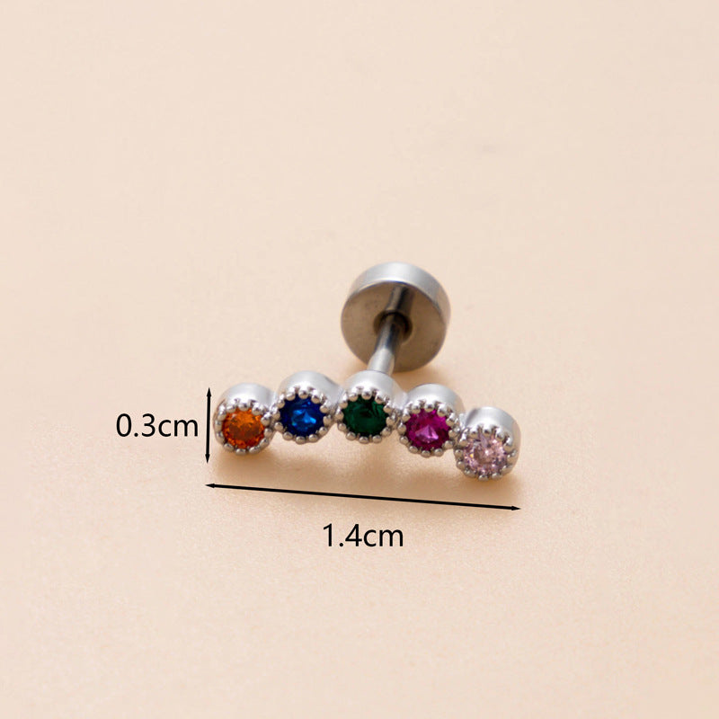 18K Gold Plated Snake Butterfly and Flower Zircon Cartilage Ear Studs