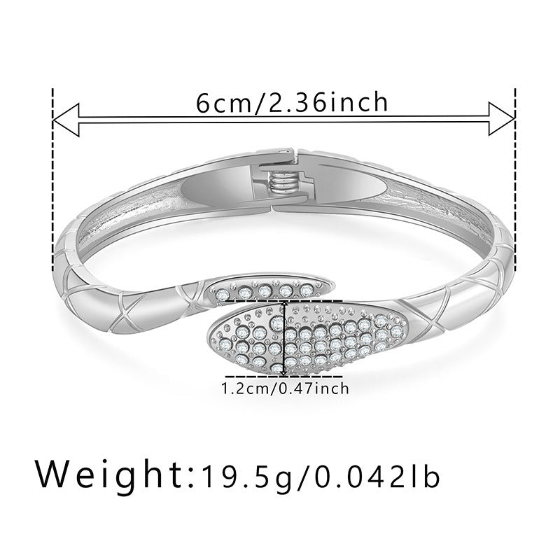 Elegant Snake Design Rhinestone Alloy Bangle Bracelet for Women