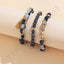 Simple Classic Round Crystal Beaded Alloy Resin Bracelet Set