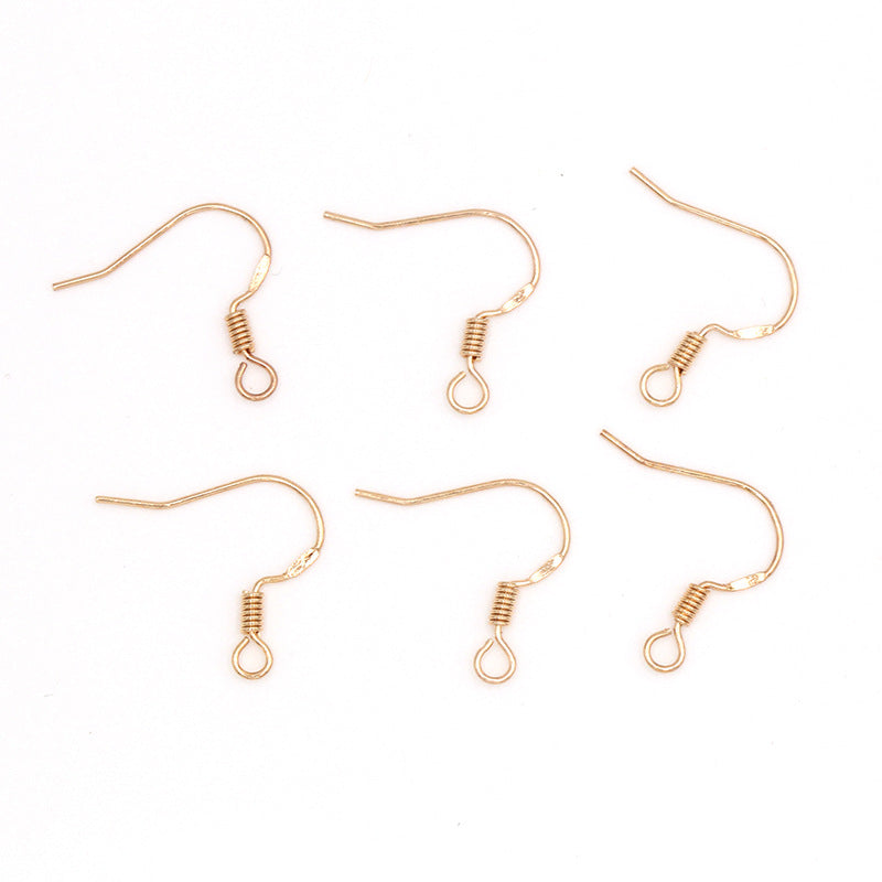 Copper Geometric U-Shaped Earring Hooks with Bead for DIY Jewelry Making