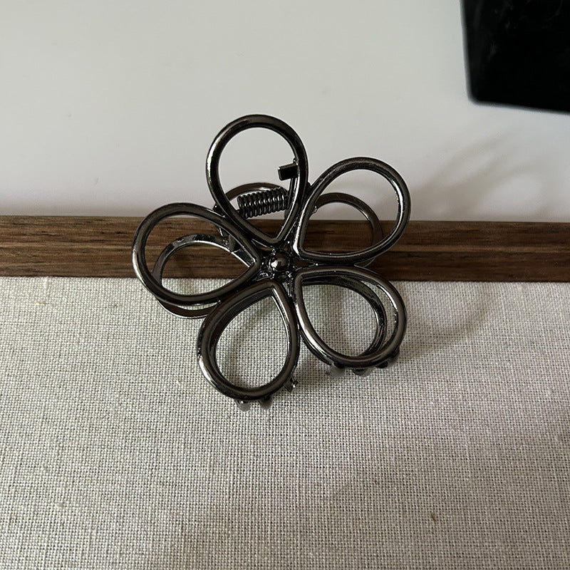 Simple Korean Flower Metal Hair Claw Clip