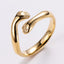 Fashion Hand Embrace Zircon Open Ring - Stainless Steel Bow Knot Design