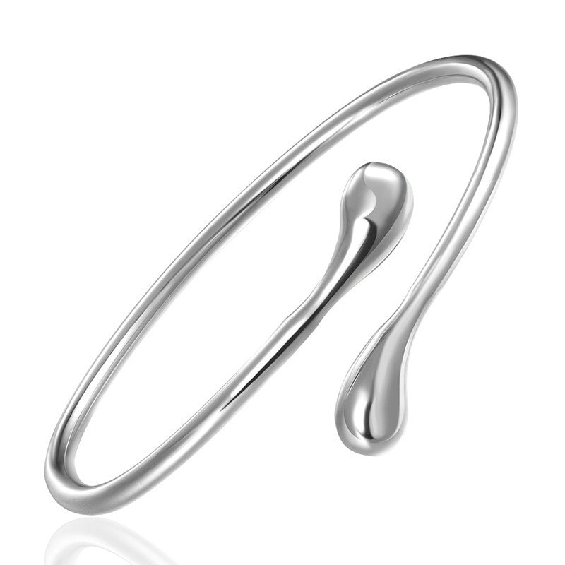 Simple Style Snake Alloy Open Cuff Bangle with Waterdrop Design