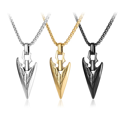 Retro Punk Arrowhead Triangle Stainless Steel Men's Pendant Necklace