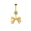 Elegant Bow Knot Belly Ring - 316 Stainless Steel with Rhinestones and Gold Plating