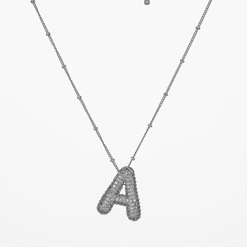 IG Style Minimalist Letter Zircon Pendant Necklace - Gold & Silver Plated