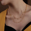 French Style Tassel Chain Geometric Rhombus Double Layered Titanium Steel Necklace