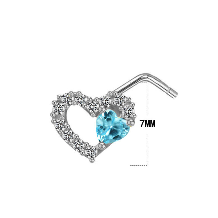 Streetwear Fruit Heart Shape Stainless Steel Copper Plating Inlay Zircon Nose Ring