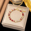 Luxurious Geometric Zircon Inlay 18K Gold Plated Stainless Steel Tennis Bracelet