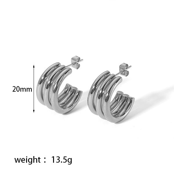 1 Pair Simple Style U Shape Plating 304 Stainless Steel 18K Gold Plated Ear Studs