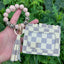 Fashion Leopard Silicone Beaded Keychain Bracelet with Tassel Wallet