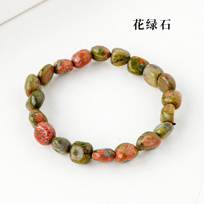 Simple Round Natural Stone Crystal Beaded Bracelet for Women