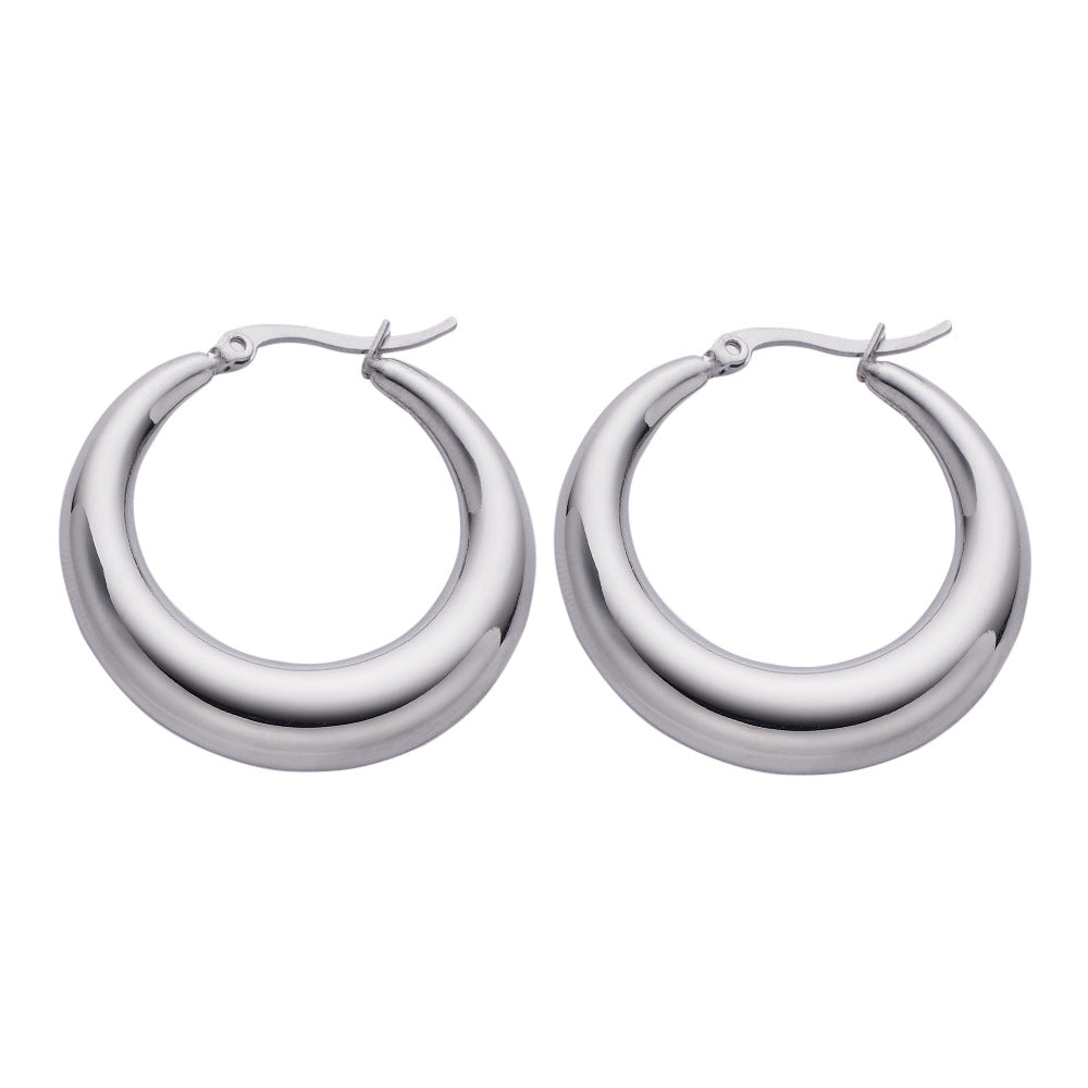 Minimalist Stainless Steel & Titanium Hoop Earrings - Gold Vintage Style