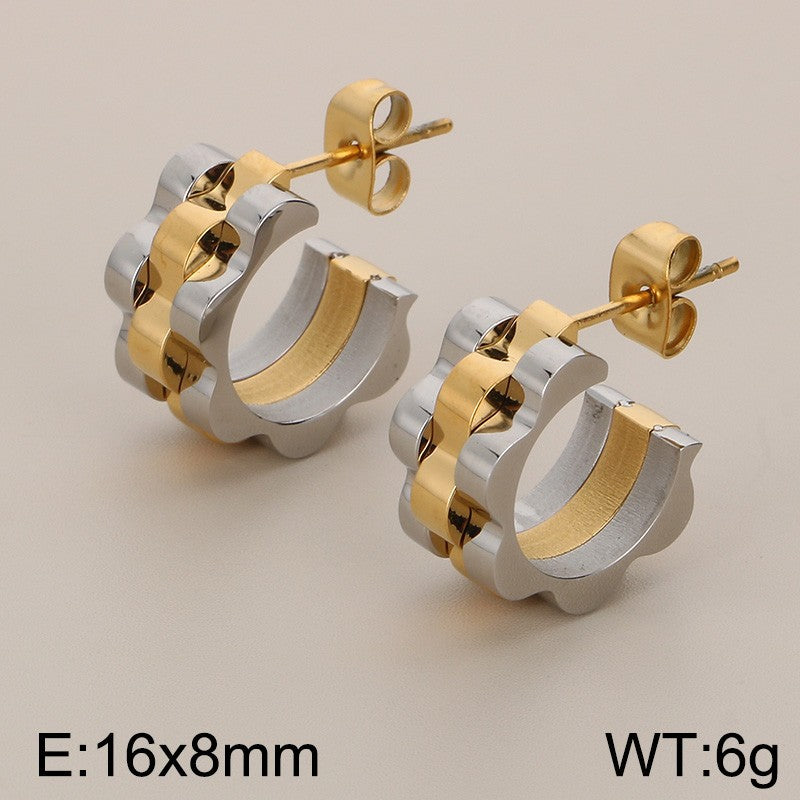 1 Pair Simple Style Solid Color Plating 304 Stainless Steel 18K Gold Plated Earrings