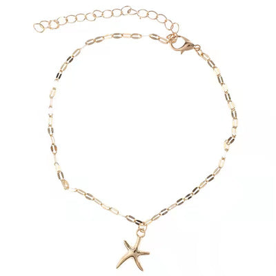 Simple Alloy Starfish Pendant Anklet for Women