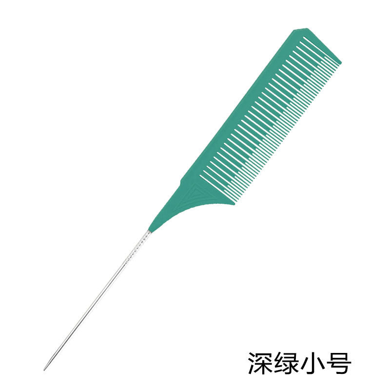 Simple Solid Color ABS Hair Comb with Steel Needle Tip for Salon and Dyeing