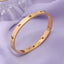 Elegant 18K Gold Plated Stainless Steel Bangle and Titanium Steel Diamond Bracelet Set