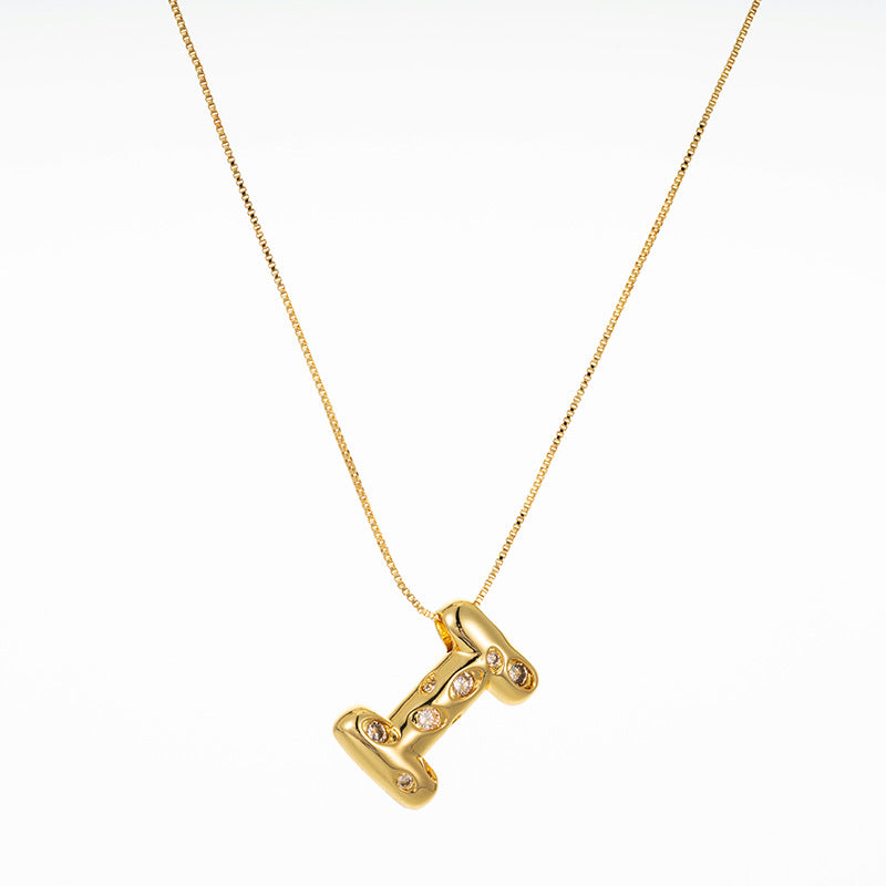 Elegant Gold Plated Zircon Letter Pendant Necklace - Minimalist Design