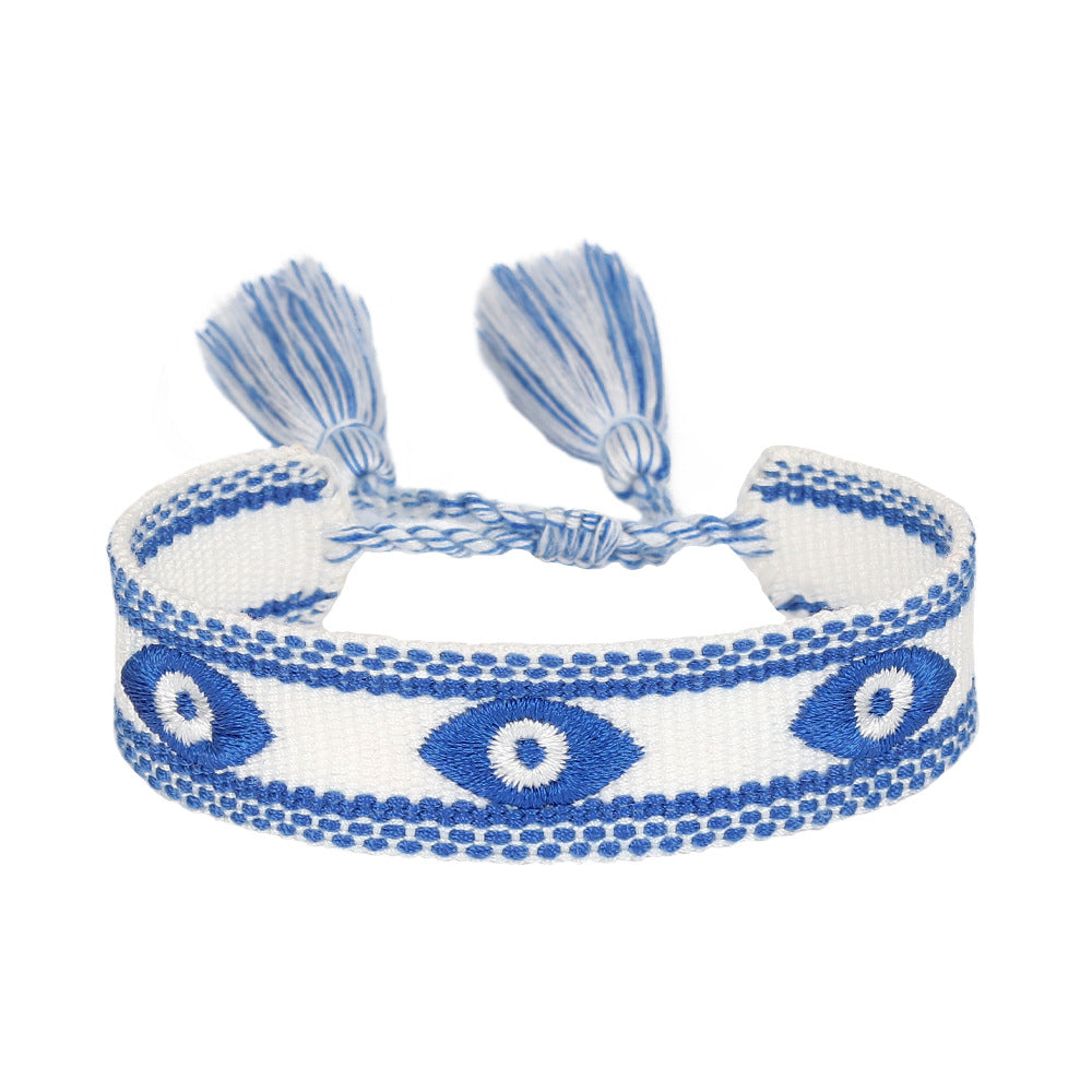 Simple Style Evil Eye Embroidery Tassel Women's Drawstring Bracelet