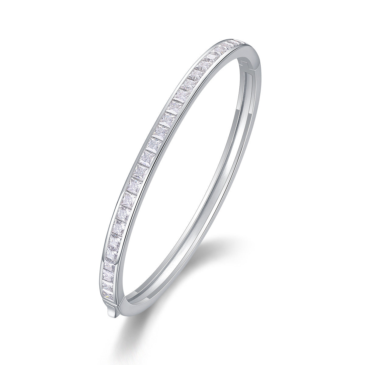 Sterling Silver Moissanite Bangle with GRA Certificate