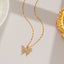 Wholesale Sweet Butterfly Titanium Steel Rhinestones Pendant Necklace