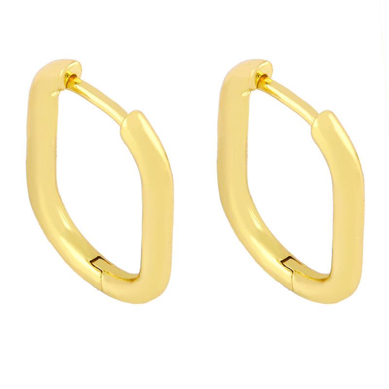 Korean Minimalist Geometric Love Hoop Earrings Gold Plated Vintage Style