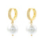 1 Pair Elegant Round Inlay Copper Pearl Zircon 18K Gold Plated Drop Earrings