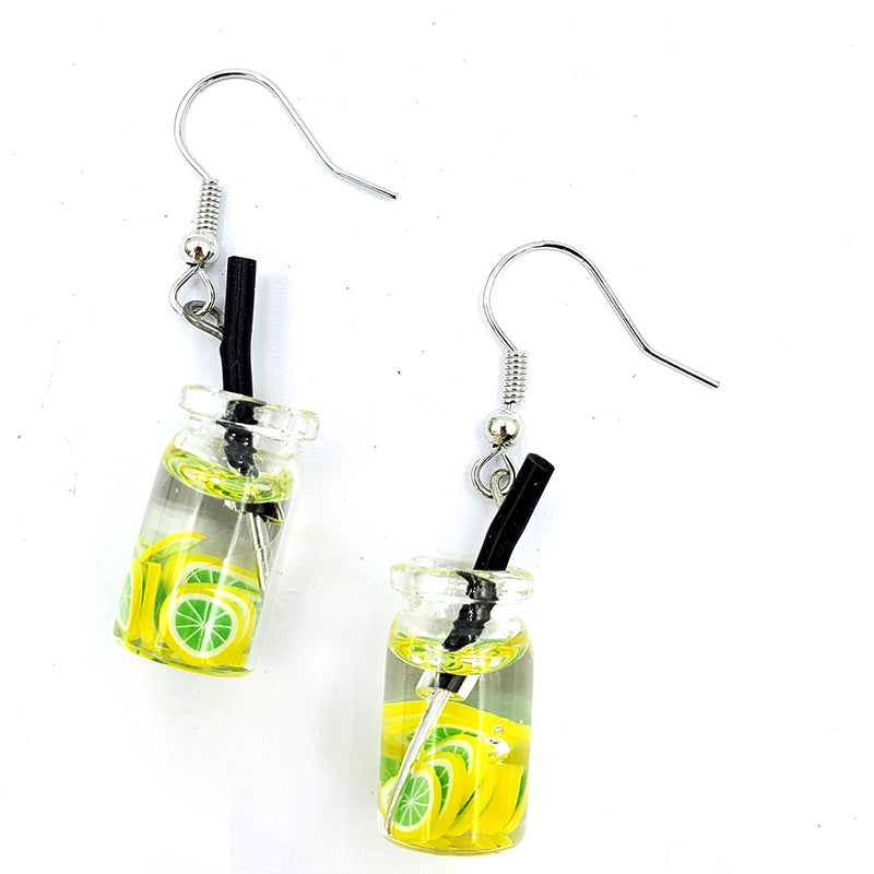 Korea Cute Fruit Pearl Milk Tea Earrings