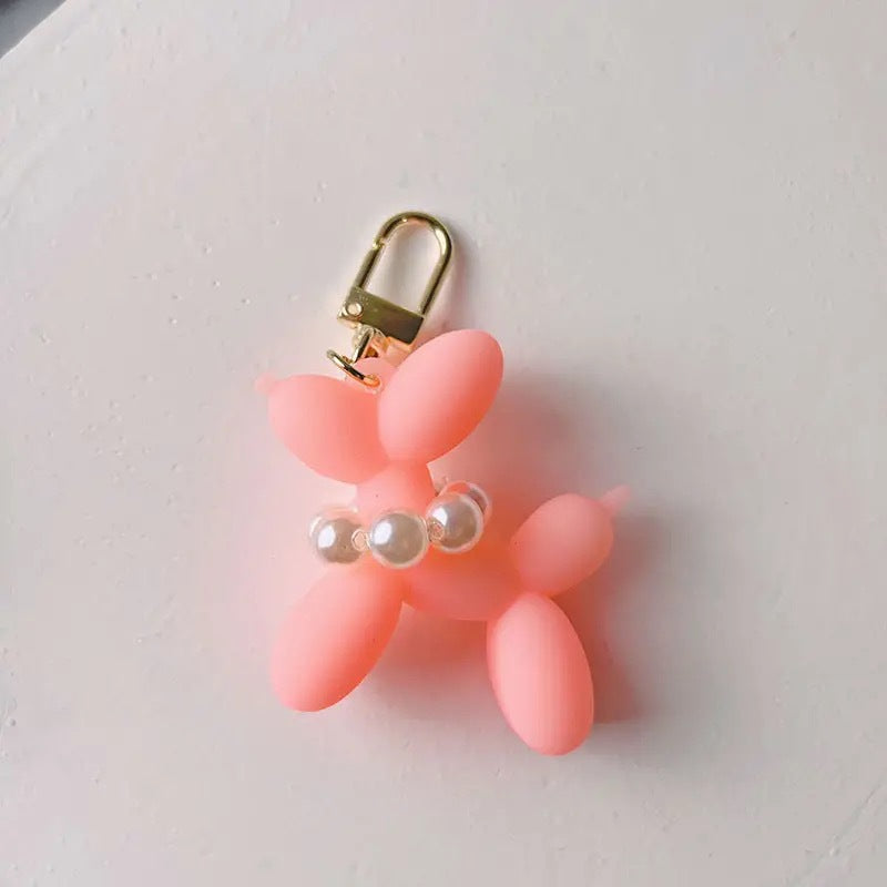 Cute Cartoon Balloon Dog Pearl Keychain Pendant