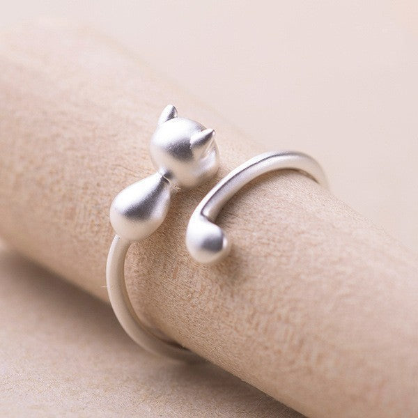 Ethnic Animal Alloy Adjustable Cat and Dog Unisex Ring